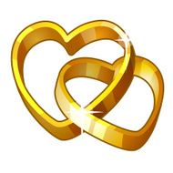 Detailed Icon Heart Rings isolated on white background