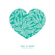 Vector emerald green plants heart silhouette pattern frame N2