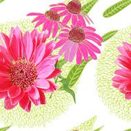 Seamless pattern with vivid flowers and leaves