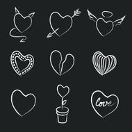 Hand Drawn Chalk Hearts Collection N2