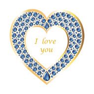 Heart of sapphire in a gold frame vector card