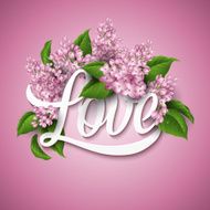 Valentine's Day greeting card with flowers Syringa Vector illustration N2