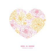 Vector flowers outlined heart silhouette pattern frame