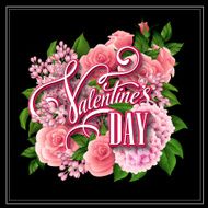 Valentine's Day card with beautiful flowers Vector illustration N2