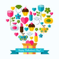 Happy Valentine`s Day greeting card Set of flat icons N3