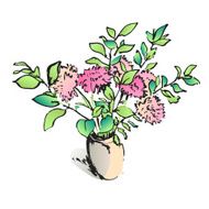 Colorful aster flowers bouquet in a vase vector illustration