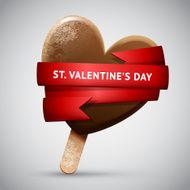 Chocolate ice cream in heart shape