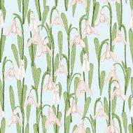 Seamless pattern with spring flowers Snowdrops N2