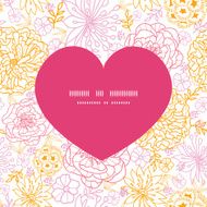 Vector flowers outlined heart silhouette pattern frame N2