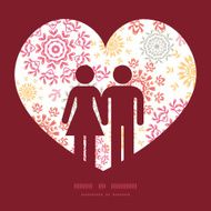 Vector folk floral circles abstract couple in love silhouettes frame N2