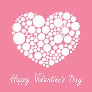 White heart fromround dots Love card Flat design Valentines day