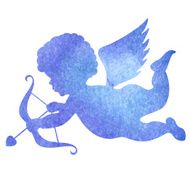 watercolor silhouette of an angel watercolor painting on white background N31