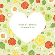 Vector fresh salad heart silhouette pattern frame N2