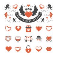 Valentines Day or Wedding Vintage Objects Vector and symbols Set N3