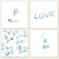 Cards with watercolor floral elements