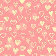 Hand drawn seamless pattern with cute hearts