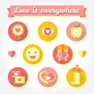 Love is cute icon and symbols set