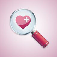 Dating concept loupe and heart