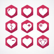 Vector set of love signs 9 Hearts icons