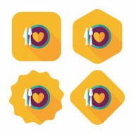 Valentine&#039;s Day dinner flat icon with long shadow eps10 N16