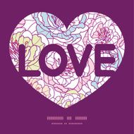 Vector colorful line art flowers love text frame pattern invitation N3