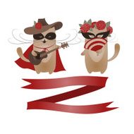 Couple of funny valentine cats Zorro cat and his girlffriend N3