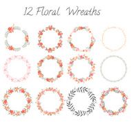 Set of twelve floral wreaths