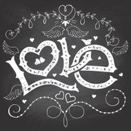 Love hand-lettering for Valentines day on chalkboard