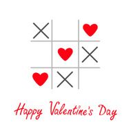 Tic tac toe game cros heart Valentines day Red Flat