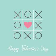 Tic tac toe cross heart sign Valentines day Blue Flat