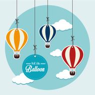 Air balloon over blue background vector illustration N2