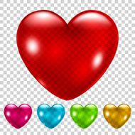 Set of transparent hearts