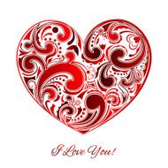 Big red heart made of curls