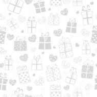 Seamless pattern of hearts and gift boxes N11