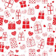 Seamless pattern of hearts and gift boxes N12