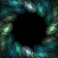 Vector frame with peacock feathers and place for text