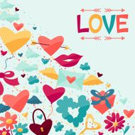 Background with Valentine&#039;s and Wedding icons N7
