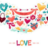 Pattern with Valentine&#039;s and Wedding icons