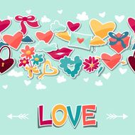 Pattern with Valentine&#039;s and Wedding stickers N3