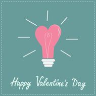 Pink light bulb heart Flat design Valentines day