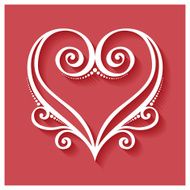 Deco Floral Heart on Red Background Design element N21