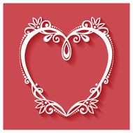Deco Floral Heart on Red Background Design element N22