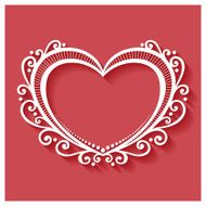 Deco Floral Heart on Red Background Design element N24