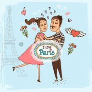 I Love Paris hand-drawn illustration