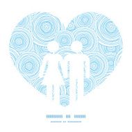 Vector doodle circle water texture couple in love silhouettes frame N3