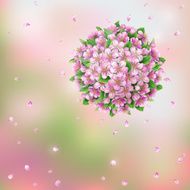 Blooming ball and flying petals