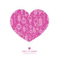 Vector holiday lanterns line art heart silhouette pattern frame
