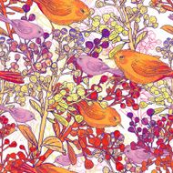 Seamless Background with Birds and Branches N2
