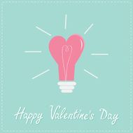 Light bulb heart Flat design Happy Valentines day
