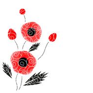 Abstract vector background with a poppies